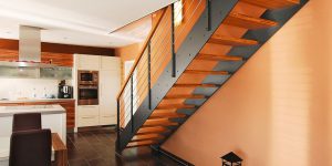 Küche Loft Treppe Stahl Holz Industrie